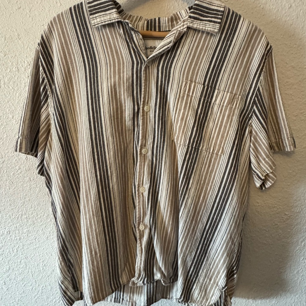 Goodfellow & Co Men's Black and White Striped Shirt